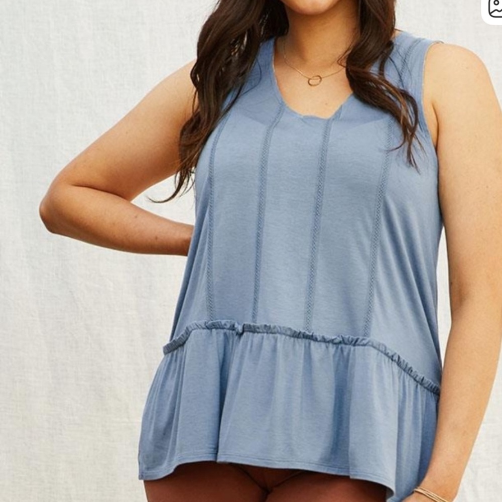 Matilda Jane Just Imagine Halle Ruffle Tank Top Sz. Medium blue - Picture 5 of 5